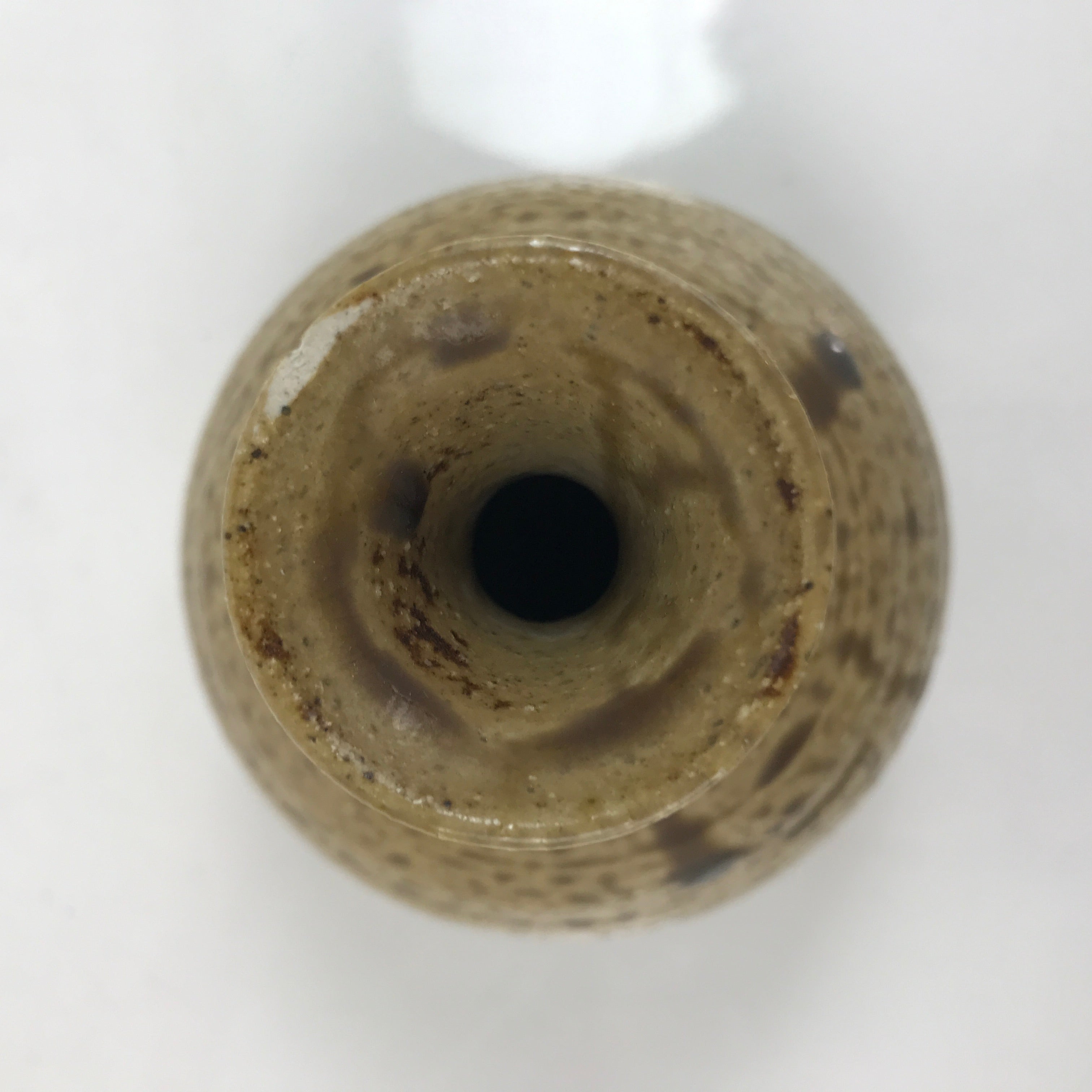 Japanese Ceramic Sake Bottle Tokkuri Drips Matte Brown Yellow Pottery TS769