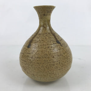 Japanese Ceramic Sake Bottle Tokkuri Drips Matte Brown Yellow TS769