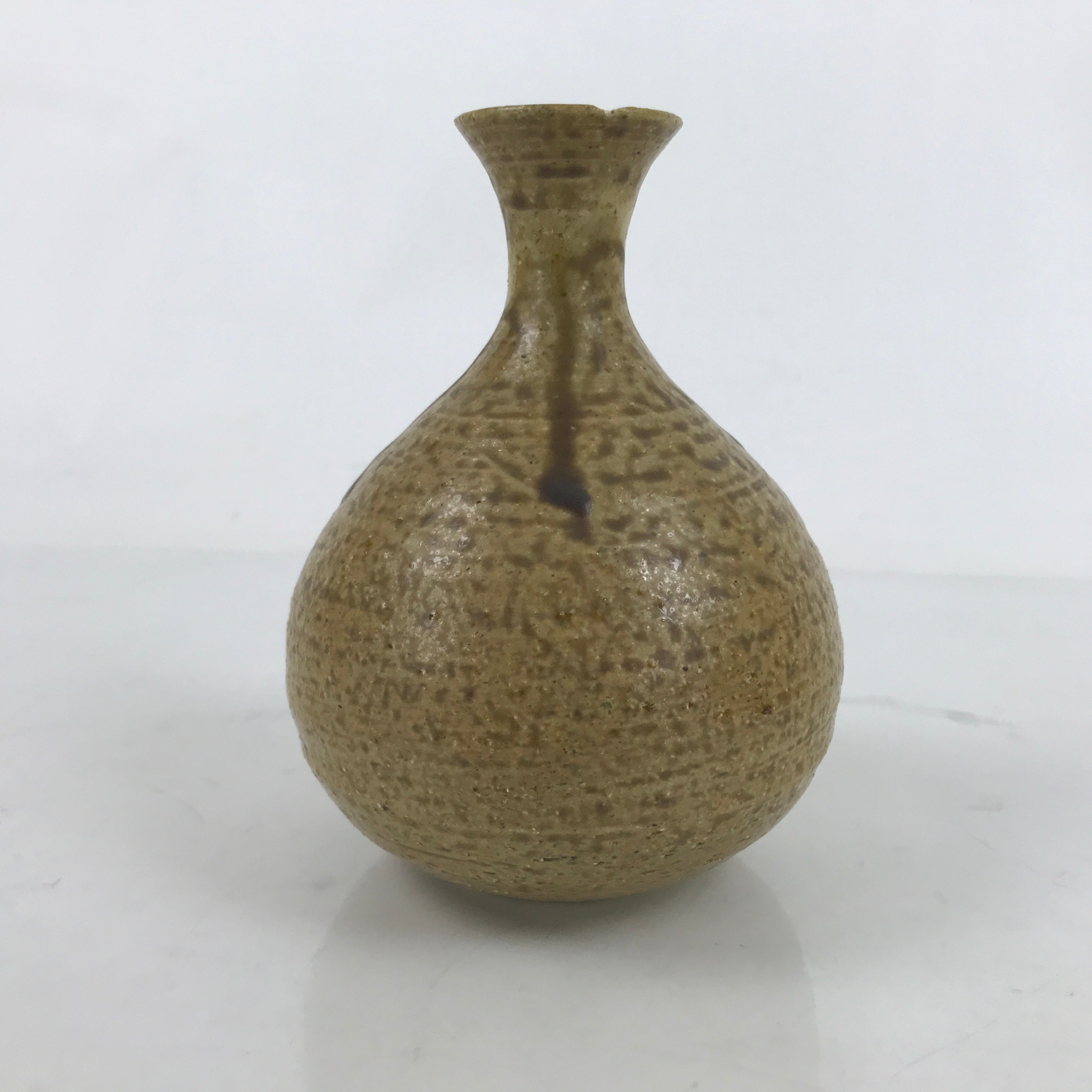 Japanese Ceramic Sake Bottle Tokkuri Drips Matte Brown Yellow TS769