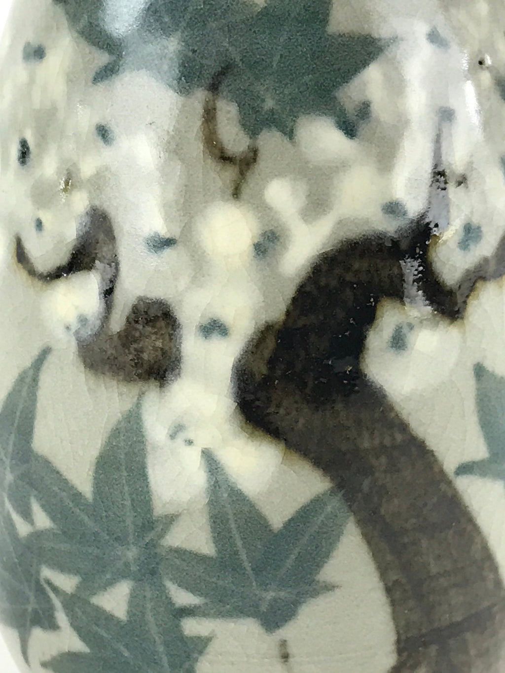 Japanese Ceramic Sake Bottle Tokkuri Gray Glaze Japanese Maple Tree Vase TS502