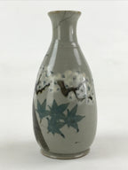 Japanese Ceramic Sake Bottle Tokkuri Gray Glaze Japanese Maple Tree Vase TS502
