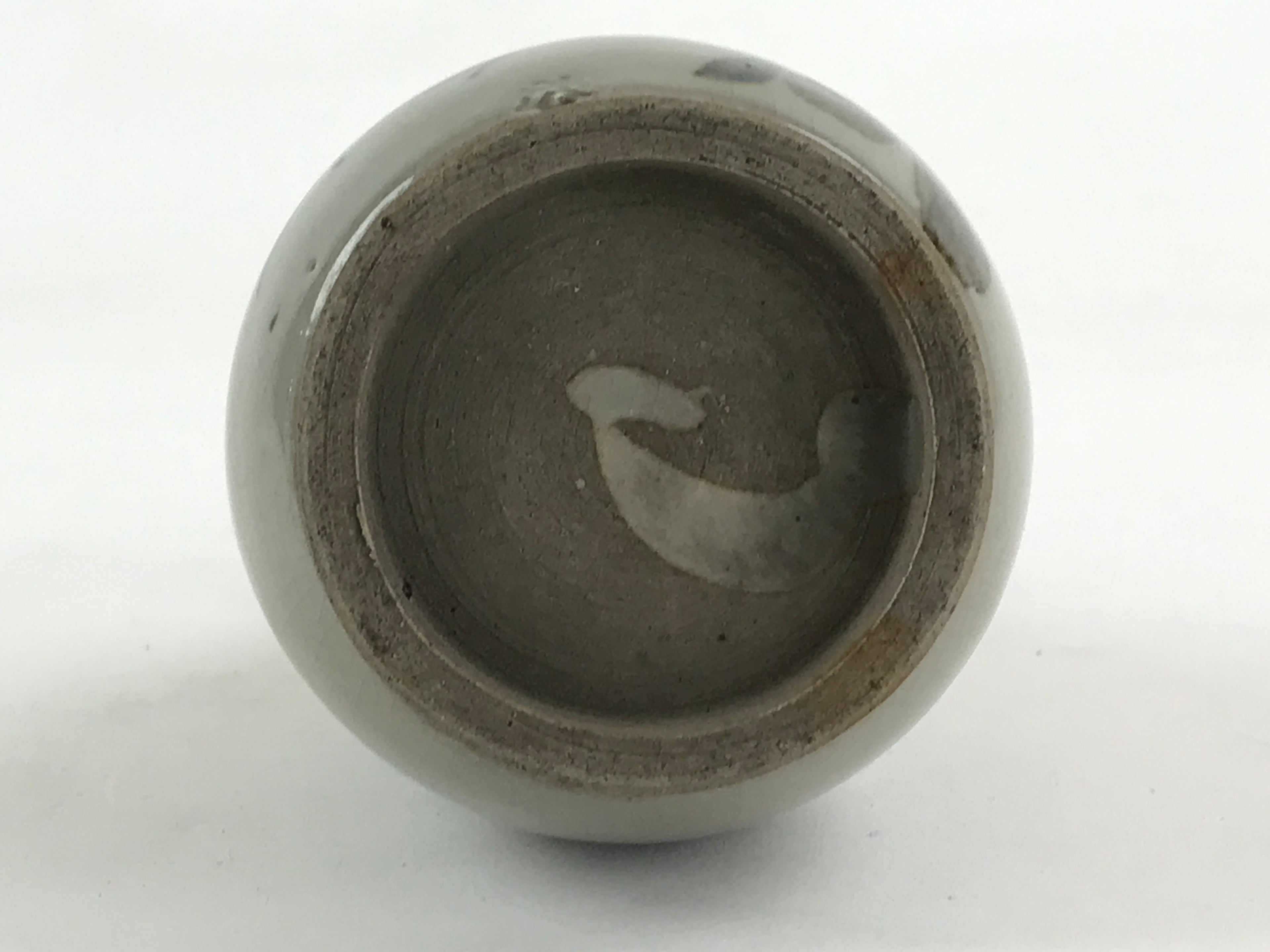Japanese Ceramic Sake Bottle Tokkuri Gray Glaze Japanese Maple Tree Vase TS502