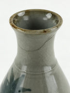 Japanese Ceramic Sake Bottle Tokkuri Gray Glaze Japanese Maple Tree Vase TS502