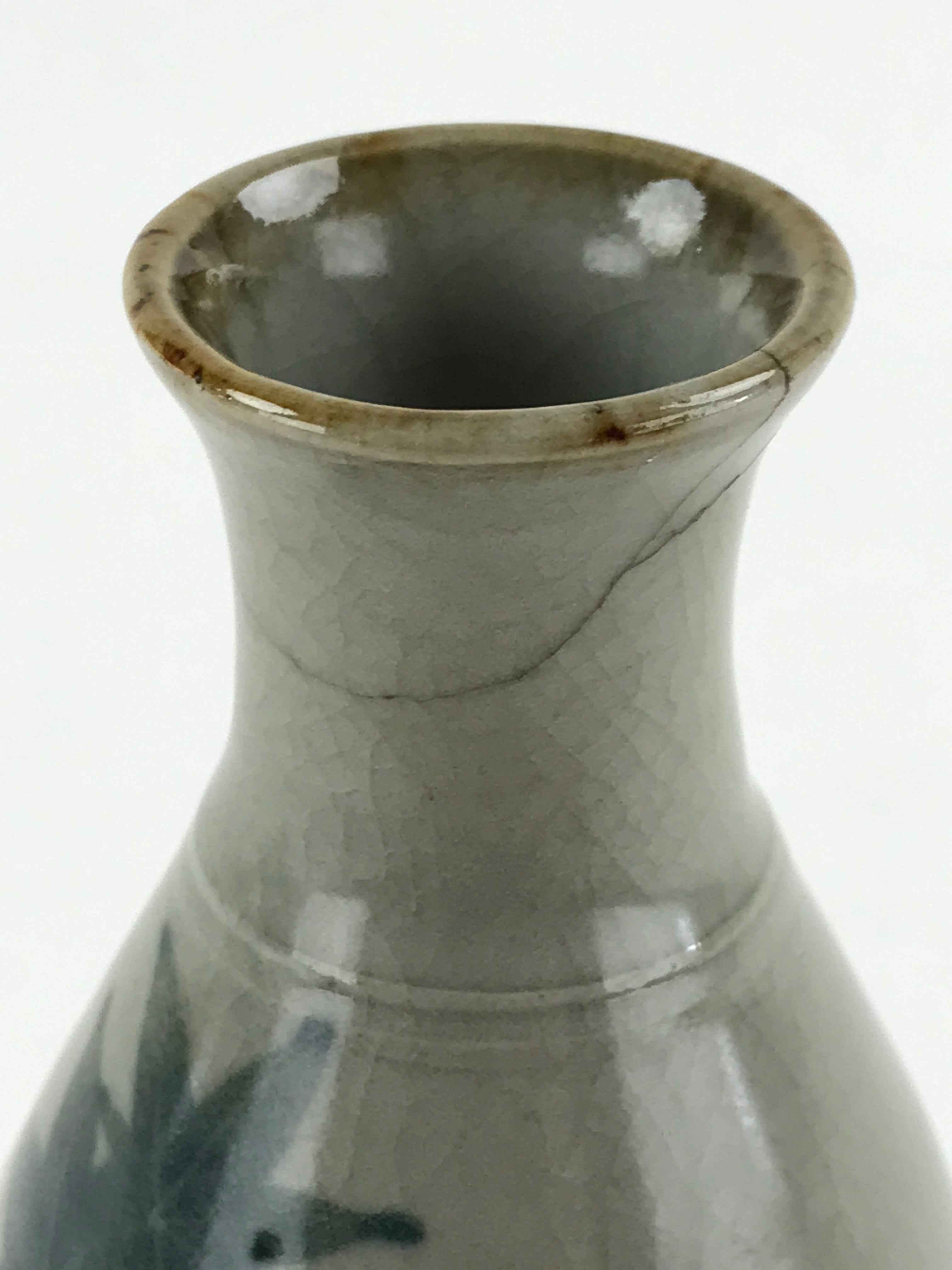 Japanese Ceramic Sake Bottle Tokkuri Gray Glaze Japanese Maple Tree Vase TS502
