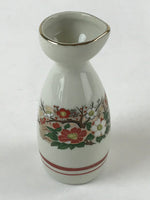 Japanese Ceramic Sake Bottle Tokkuri Ichigo Vtg Flower Cracked Glaze TS568