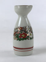 Japanese Ceramic Sake Bottle Tokkuri Ichigo Vtg Flower Cracked Glaze TS568