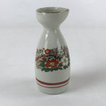 Japanese Ceramic Sake Bottle Tokkuri Ichigo Vtg Flower Cracked Glaze TS568