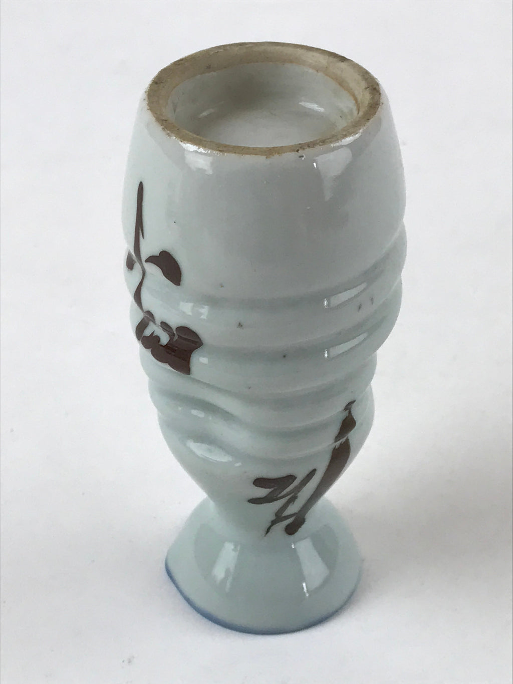 Japanese Ceramic Sake Bottle Tokkuri Ichigo Vtg Gray Brown Ideograms TS569