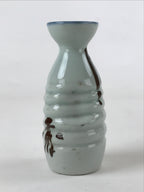 Japanese Ceramic Sake Bottle Tokkuri Ichigo Vtg Gray Brown Ideograms TS569