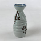 Japanese Ceramic Sake Bottle Tokkuri Ichigo Vtg Gray Brown Ideograms TS569