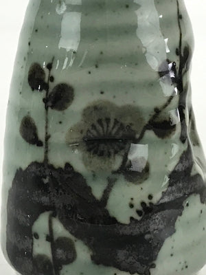 Japanese Ceramic Sake Bottle Tokkuri Ichigo Vtg Gray Plum Blossom Tree TS519