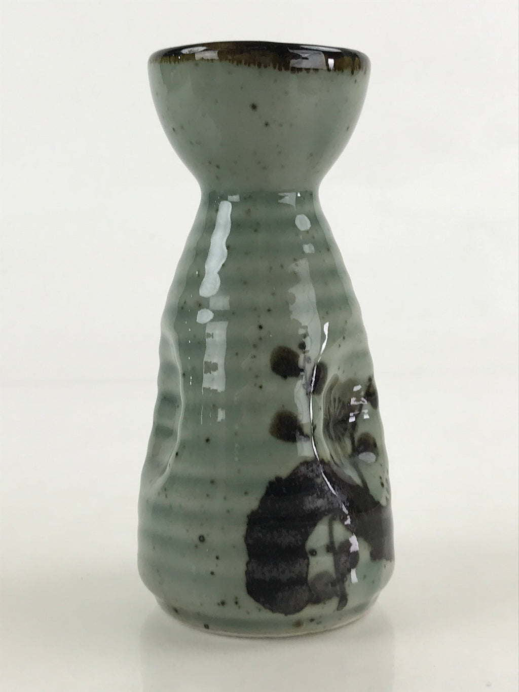 Japanese Ceramic Sake Bottle Tokkuri Ichigo Vtg Gray Plum Blossom Tree TS519
