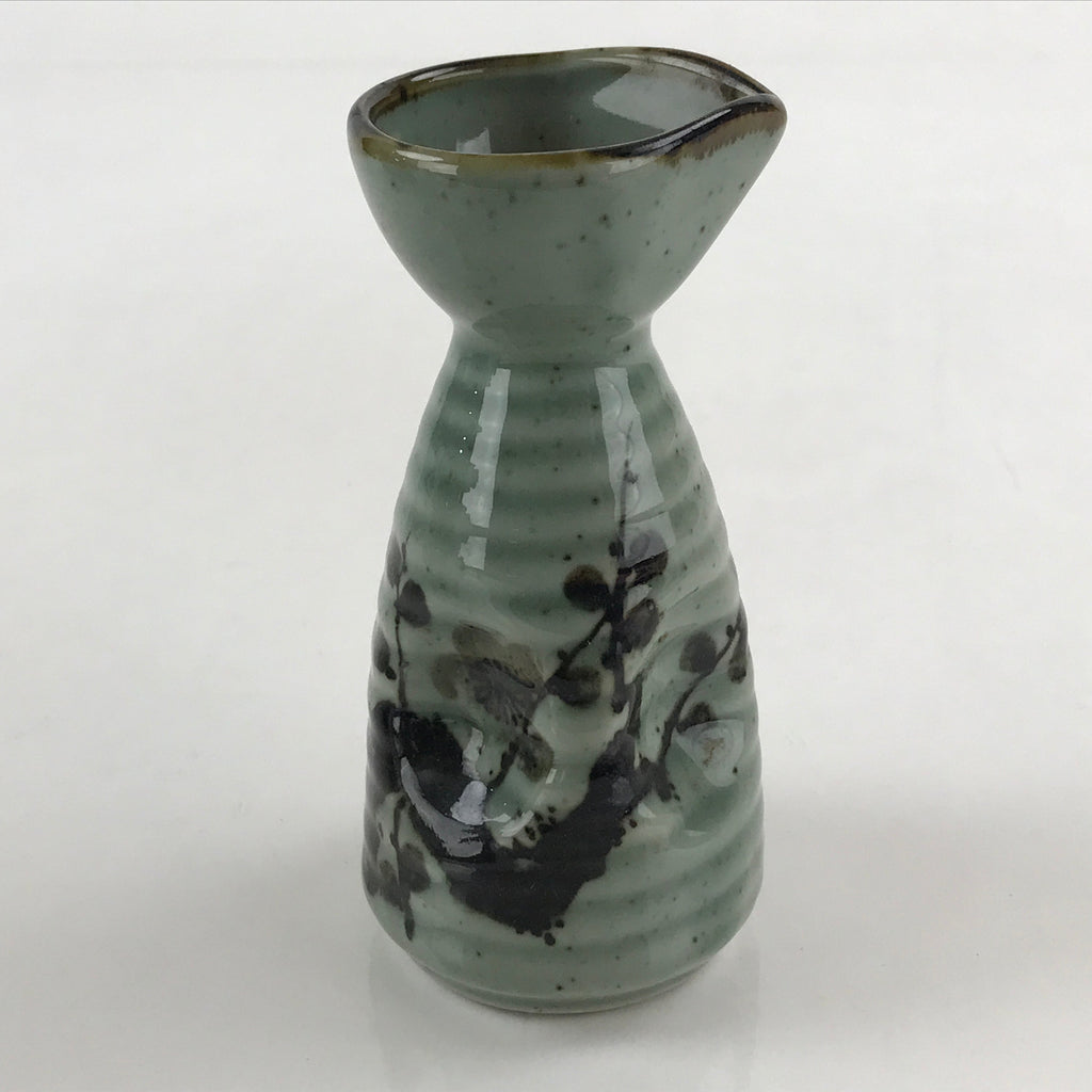 Japanese Ceramic Sake Bottle Tokkuri Ichigo Vtg Gray Plum Blossom Tree TS520