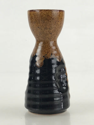 Japanese Ceramic Sake Bottle Tokkuri Ichigo Vtg Pottery Black Brown Glaze TS521