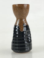 Japanese Ceramic Sake Bottle Tokkuri Ichigo Vtg Pottery Black Brown Glaze TS522