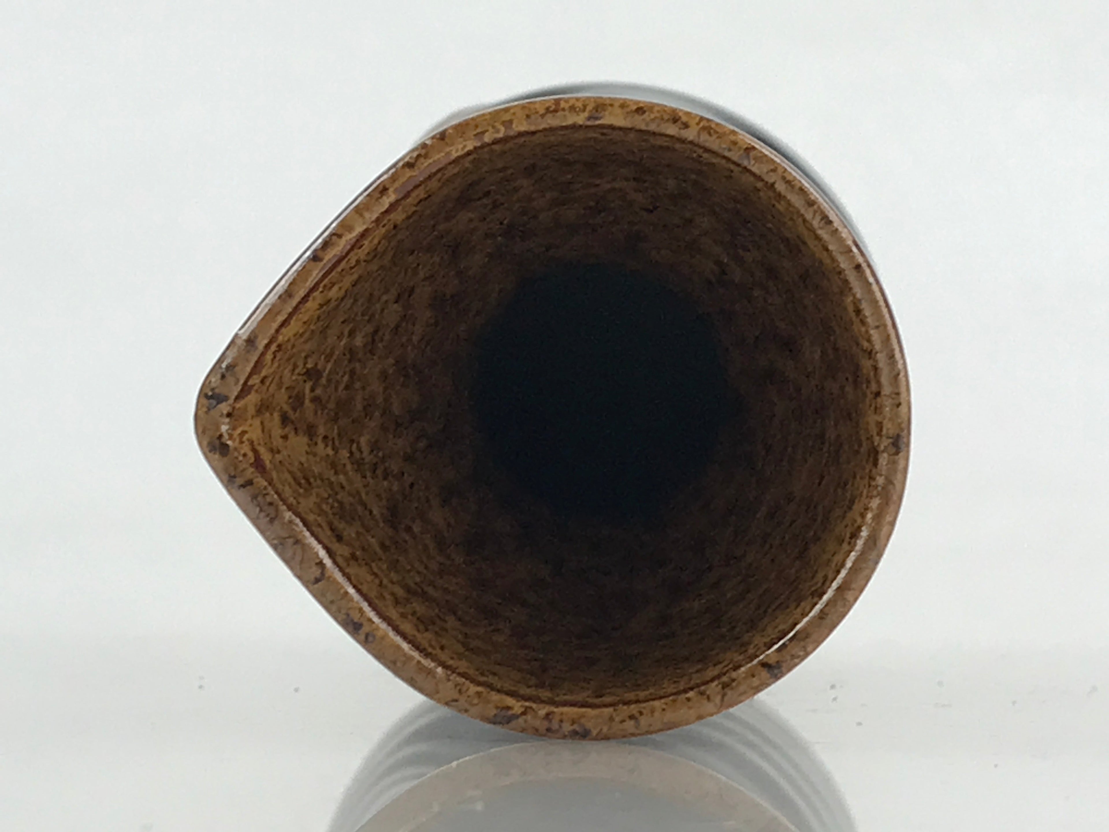 Japanese Ceramic Sake Bottle Tokkuri Ichigo Vtg Pottery Black Brown Glaze TS522