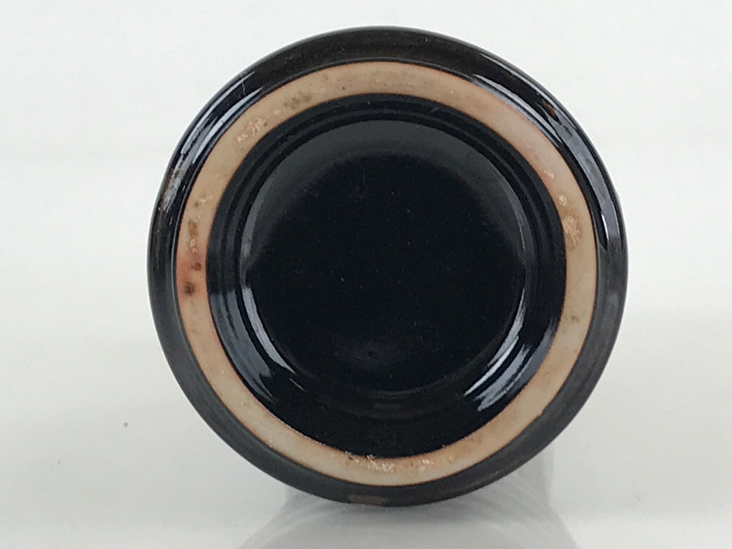 Japanese Ceramic Sake Bottle Tokkuri Ichigo Vtg Pottery Black Brown Glaze TS522
