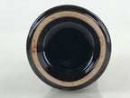 Japanese Ceramic Sake Bottle Tokkuri Ichigo Vtg Pottery Black Brown Glaze TS522