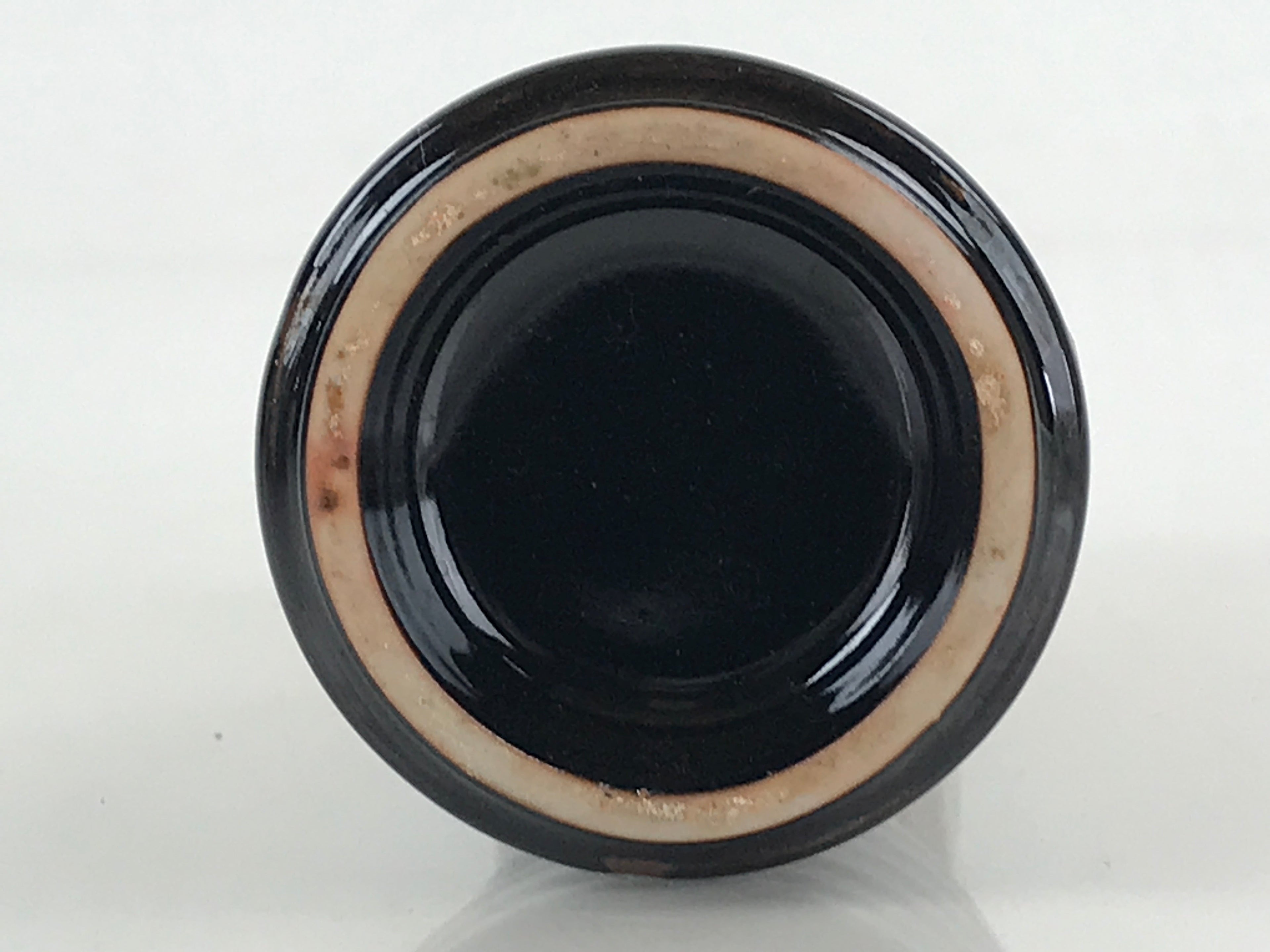 Japanese Ceramic Sake Bottle Tokkuri Ichigo Vtg Pottery Black Brown Glaze TS522