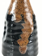 Japanese Ceramic Sake Bottle Tokkuri Ichigo Vtg Pottery Black Brown Glaze TS522