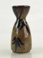 Japanese Ceramic Sake Bottle Tokkuri Ichigo Vtg Pottery Brown Bamboo TS524