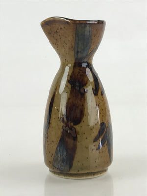 Japanese Ceramic Sake Bottle Tokkuri Ichigo Vtg Pottery Brown Bamboo TS525