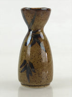 Japanese Ceramic Sake Bottle Tokkuri Ichigo Vtg Pottery Brown Bamboo TS525