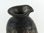 Japanese Ceramic Sake Bottle Tokkuri Ichigo Vtg Pottery Brown Mojimi Leaf TS531