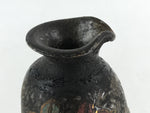 Japanese Ceramic Sake Bottle Tokkuri Ichigo Vtg Pottery Brown Mojimi Leaf TS531