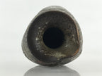 Japanese Ceramic Sake Bottle Tokkuri Ichigo Vtg Pottery Brown Mojimi Leaf TS531