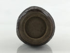 Japanese Ceramic Sake Bottle Tokkuri Ichigo Vtg Pottery Brown Mojimi Leaf TS531