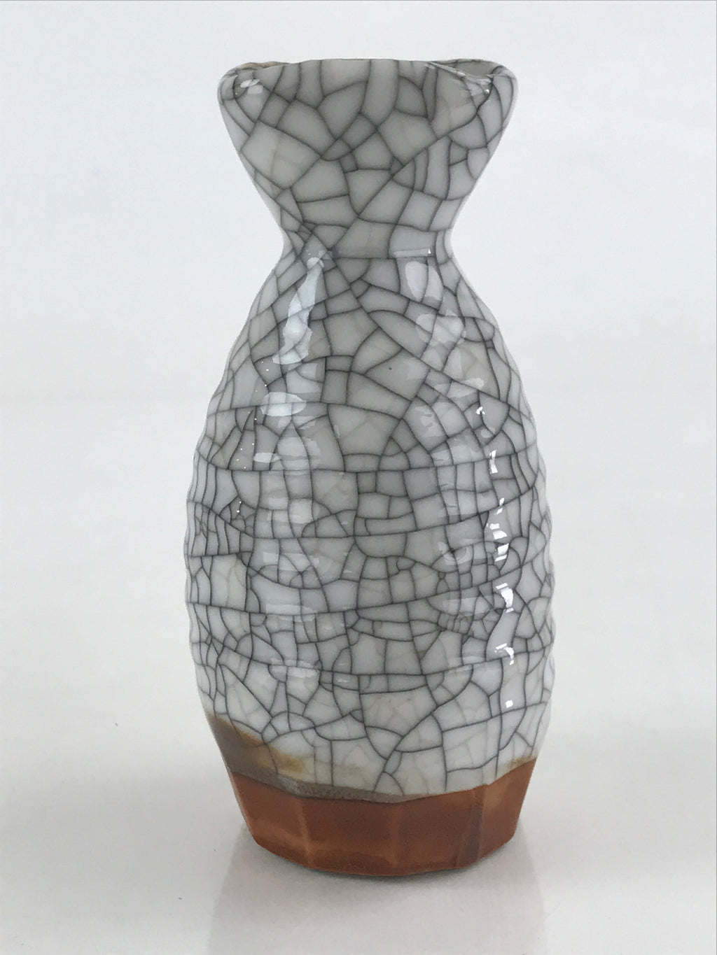 Japanese Ceramic Sake Bottle Tokkuri Ichigo Vtg Pottery Cracked Glaze TS547