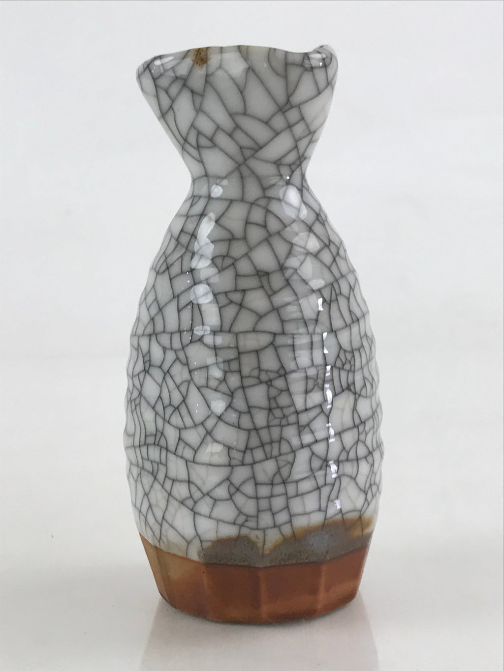 Japanese Ceramic Sake Bottle Tokkuri Ichigo Vtg Pottery Cracked Glaze TS547