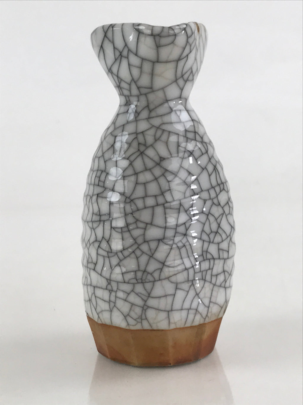 Japanese Ceramic Sake Bottle Tokkuri Ichigo Vtg Pottery Cracked Glaze TS547