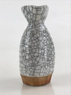 Japanese Ceramic Sake Bottle Tokkuri Ichigo Vtg Pottery Cracked Glaze TS547