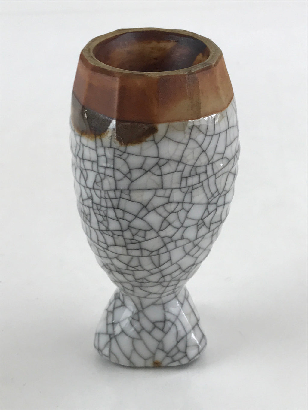 Japanese Ceramic Sake Bottle Tokkuri Ichigo Vtg Pottery Cracked Glaze TS547