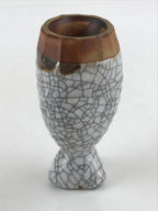 Japanese Ceramic Sake Bottle Tokkuri Ichigo Vtg Pottery Cracked Glaze TS547