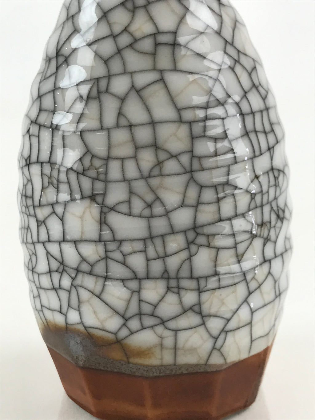 Japanese Ceramic Sake Bottle Tokkuri Ichigo Vtg Pottery Cracked Glaze TS547
