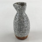 Japanese Ceramic Sake Bottle Tokkuri Ichigo Vtg Pottery Cracked Glaze TS547