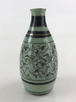 Japanese Ceramic Sake Bottle Tokkuri Ichigo Vtg Pottery Cranes Pattern TS534