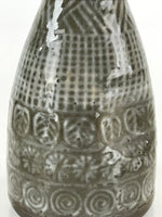 Japanese Ceramic Sake Bottle Tokkuri Ichigo Vtg Pottery Gray Stamp Pattern TS523