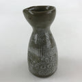Japanese Ceramic Sake Bottle Tokkuri Ichigo Vtg Pottery Gray Stamp Pattern TS523