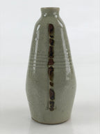 Japanese Ceramic Sake Bottle Tokkuri Ichigo Vtg Pottery Red Daruma Beige TS528