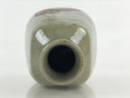 Japanese Ceramic Sake Bottle Tokkuri Ichigo Vtg Pottery Red Daruma Beige TS528