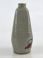 Japanese Ceramic Sake Bottle Tokkuri Ichigo Vtg Pottery Red Daruma Beige TS529