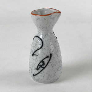 Japanese Ceramic Sake Bottle Tokkuri Ichigo Vtg White Black Ideograms TS570