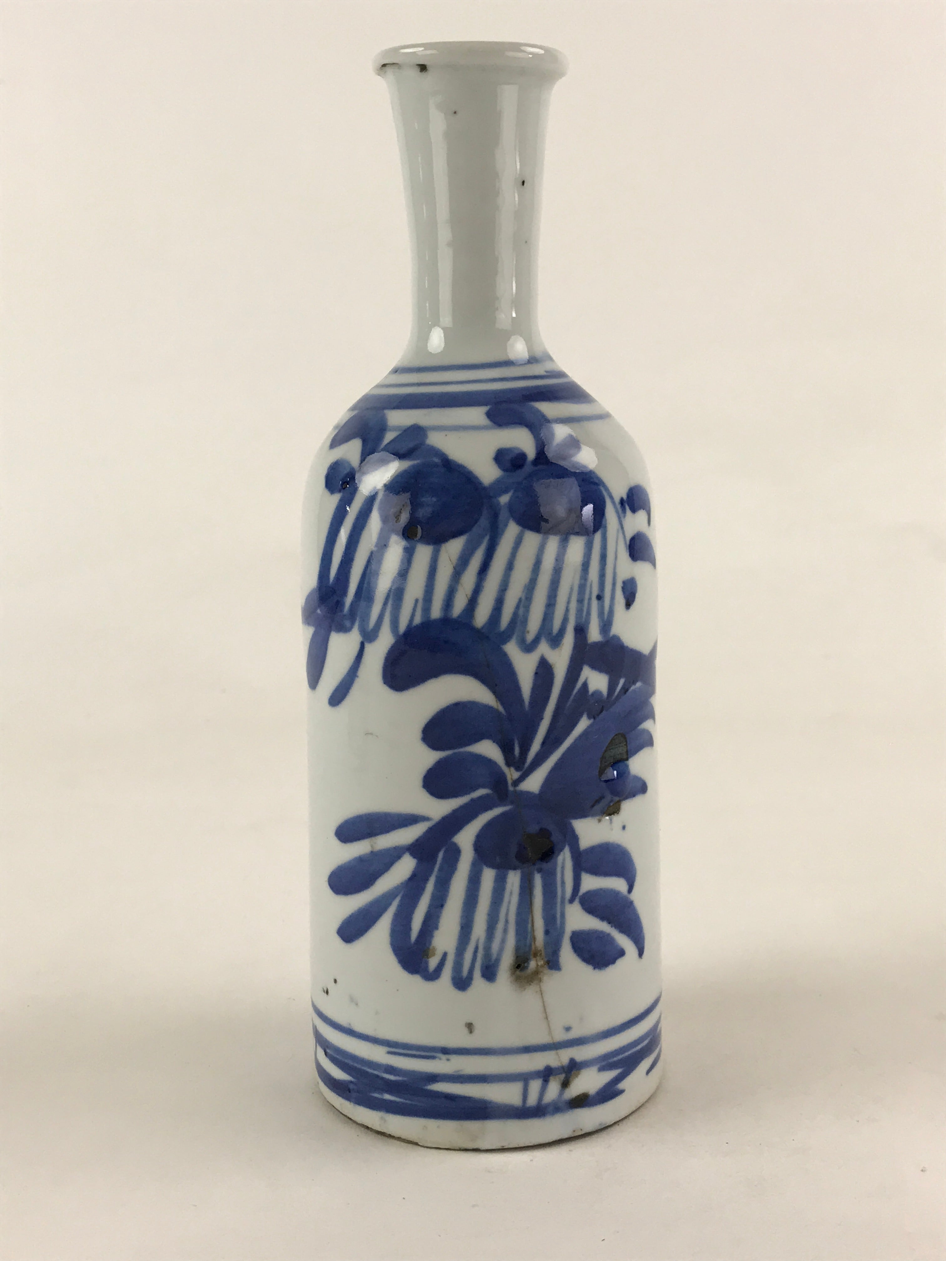 Japanese Ceramic Sake Bottle Tokkuri Imari Ware Blue Sometsuke Flower TS500