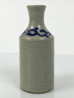 Japanese Ceramic Sake Bottle Tokkuri Pottery Sometsuke Gray Blue Sunflower TS836