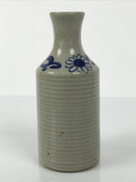 Japanese Ceramic Sake Bottle Tokkuri Pottery Sometsuke Gray Blue Sunflower TS836