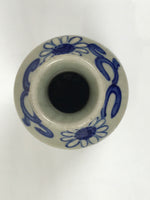 Japanese Ceramic Sake Bottle Tokkuri Pottery Sometsuke Gray Blue Sunflower TS836